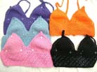 Crochet knit halter top with sequin flowersdistributed online by sexy clothing supply importer