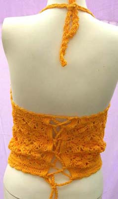 Resort boutique supplier imports crafted, crochet flower motif tankini with sequins and lingerie styled lace up backing online