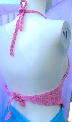 Stylish flower theme seashell beads on sexy crochet halter top  from quality ladies summer fashion wholesale store trader