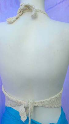 Stylish flower theme seashell beads on sexy crochet halter top  from quality ladies summer fashion wholesale store trader