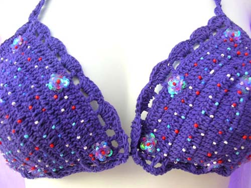 Ladies tropical fashion string bikini from thread art crochet knit with decorative sequins online from indonesia direct clothing supplier