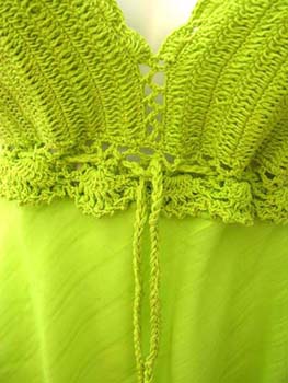 Beach resort wear manufacturing wholesale distributor supplies Ladies handmade crochet teddy with drawstring at empire waist