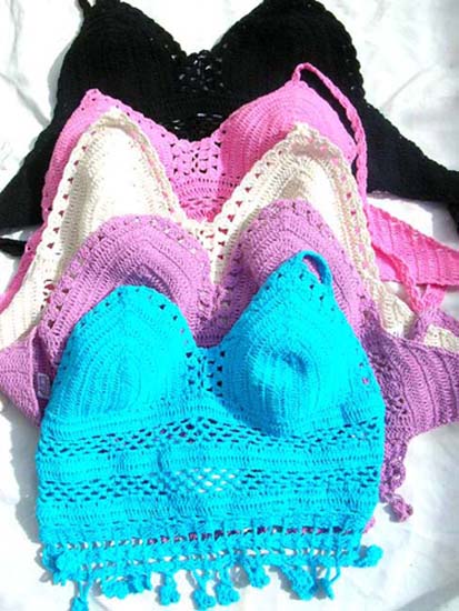 Womens summer halter top in handcrafted embroidery knit from online indonesian boutique export agency