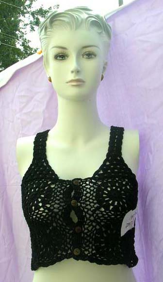 Indonesia direct summer fashion factory imports quality Beach active wear half tank top in black knit art 
