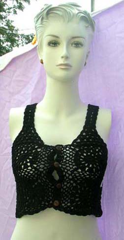 Indonesia direct summer fashion factory imports quality Beach active wear half tank top in black knit art 