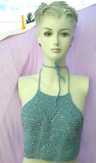 Hot summer apparel distribution export warehouse supplies Tight knit thread art designed, backless halter top