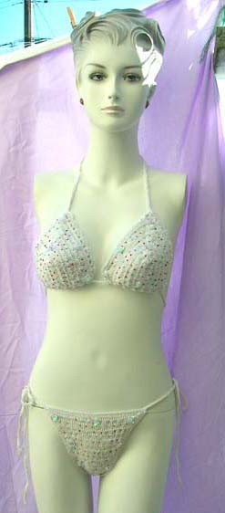 Beach fashion warehouse collection exports Womens stylish  bikini in thread art work with colored bead and sequin decor