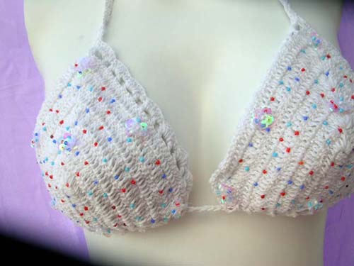 Beach fashion warehouse collection exports Womens stylish  bikini in thread art work with colored bead and sequin decor