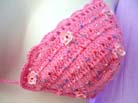 Sexy, pink needle knit art designed string bikini with flower like sequin decorimported by bali bali fashion factory supply company
