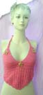 Womens island apparel warehouse exchange trader distributes Sexy half halter top fashion shirt with V-neck and fun seashell flower decor