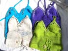 Ladies vacation clothing boutique store imports Sexy beaded knit wear halter top with seashell flower emblem from international b2b trader