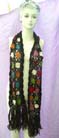 Womens shopping wholesale catalog collection, Bali fashion scarf in fine, black crochet design with colorful floral pattern