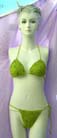 Ladies beach string bikini in sexy crochet knit with multi colored beads and sequin sold at wholesale cost from import supply manufacturer