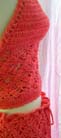 Indonesian wear wholesale distributor supplies  Womens batik fashion set with red crochet halter top and  knit mini skirt
