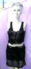 Handcrafted fashon clothing distributor exports collection, Fishnet styled crochet tank top with drawstring, black knitted skirt