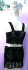 Handcrafted fashon clothing distributor exports collection, Fishnet styled crochet tank top with drawstring, black knitted skirt