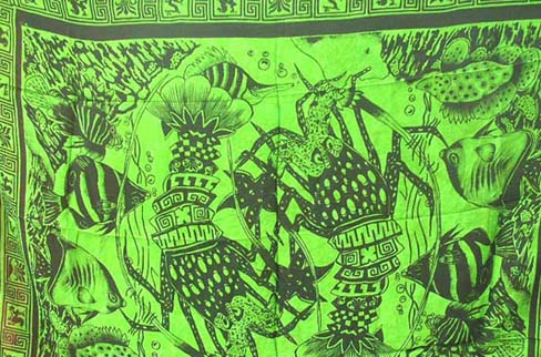 Indonesian export supplier wholesales tropical sarongs, deep sea design on hot fashion wrap