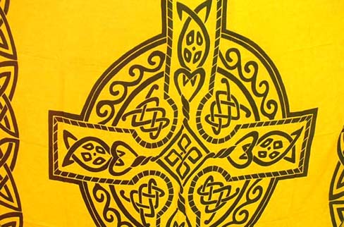 Tropical clothing supply retail store exports Celtic cross motif on balinese fashion sarong
