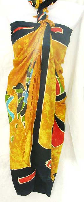Handcrafted resort wear fashion import store wholesales Caribbean fish design batik indonesian sarong
