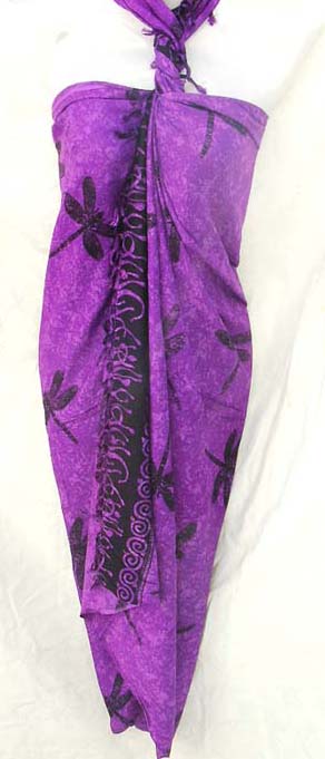 Wholesale import outlet store supplies Tropical dragonfly pattern on handcrafted rayon sarong 