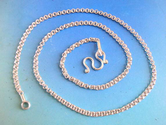 925.sterling silver rope pattern chain with M shape clasp