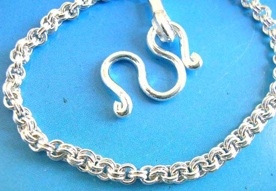 925.sterling silver rope pattern chain with M shape clasp