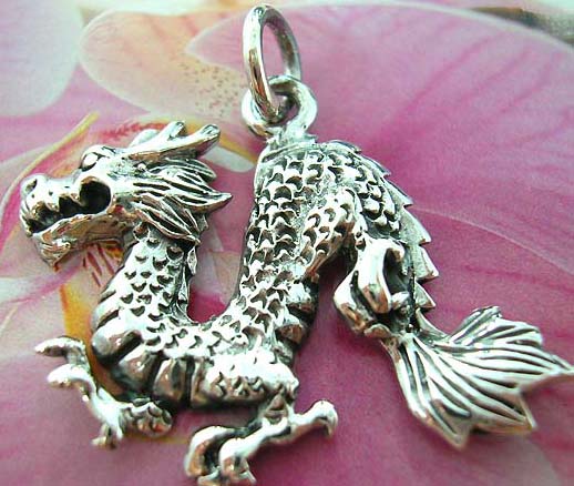 Oriental dragon pendant made of 925. sterling silver    