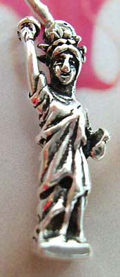 The Statue of Liberty design 925. Thailand made solid sterling silver charm pendant