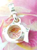 Central empty tropical fish design Thailand made solid sterling silver charm pendant