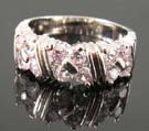 Designer fashion ring jewelry inspired cubic zirconia online sale fine rhodium plated ring with multi light purple cz in square pattern design
