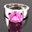 Wholesale bridal fashion jewelry cz wedding ring distribute oval cutting fine pink cz ring in bold band