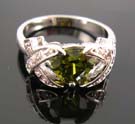 Wholesale fashion wedding cubic zirconia ring selection online - olive green cz ring with X-shaped with multi clear cz embedded