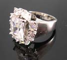 Wonderful diamond cubic zirconia wedding & anniversary ring for her - bold band ring with clear diamond cz set in middle and multi mini clear cz around