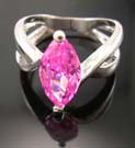 Delicate high design cz jewelry engagement ring for cz lover supply olive cut pink cz ring with double band design