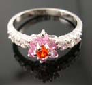 Fine friendship cubic zirconia ring for your true friend supplier distribute combination of pink and orange cz embedded flower ring with multi clear cz