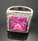 Fashion teen's custom cubic zirconia jewelry online wholesale in pink cz ring paired with multi clear cz stones around