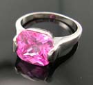 Exclusive price for holiday jewelry shopping wholesale in rhodium plated ring with pink cz in central design