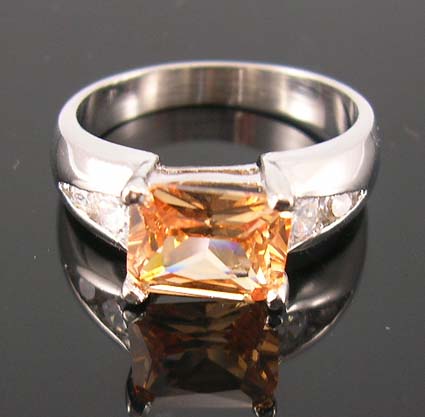 Fashion cubic zirconia ring collection wholesaler supply champagne diamond cz paired with multi clear cz stones