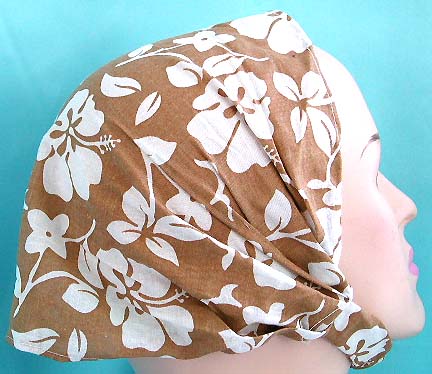 Beauty supplies bandana head wholesale - brown hawaiian ginger flower design cotton head bandana head scarf with stretchable end