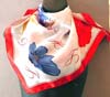 Fashion polyester neckchief in red edge with red and blue color flower design