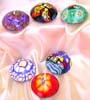 Circular style assorted color and pattern design fimo candle set, 6 pieces in a box