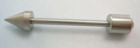 Discount body jewelry for tongue piercing catalog - surgical steel tongue barbell with pink Cz    