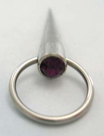 Steel belly botton jewelry - straight belly botton body jewelry with purple Cz in surgical steel      
