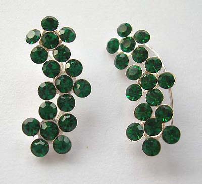Fashion threader earrings with green Cz wholesale online make 925 stamped sterling silver    