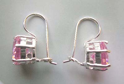 Fine Cz jewelry gift finding wholesale supply purple rounded Cz sterling silver earrings     