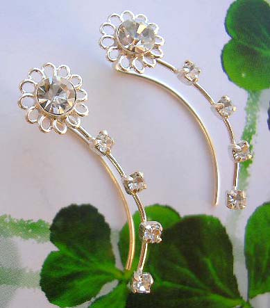 Jewelry gift threader wholesale importer sterling silver ear strings with clear Cz