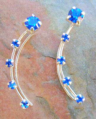 Wholesale fashion jewelry collective sterling silver ear thread with rounded blue Cz 