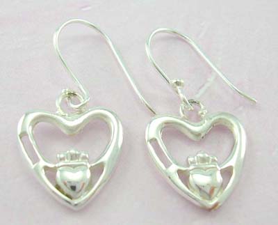 Affortable fashion jewelry sterling silver earrings with two hands holding a heart design   