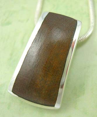 Coco wood custume pendant jewelry supply distributor in sterling silver slide pendant with rectangular coco wood inlay    