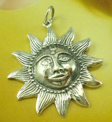 Jewelry gift for sun-lover pendant collection wholesaler sterling silver sun pendant with a  happy face      